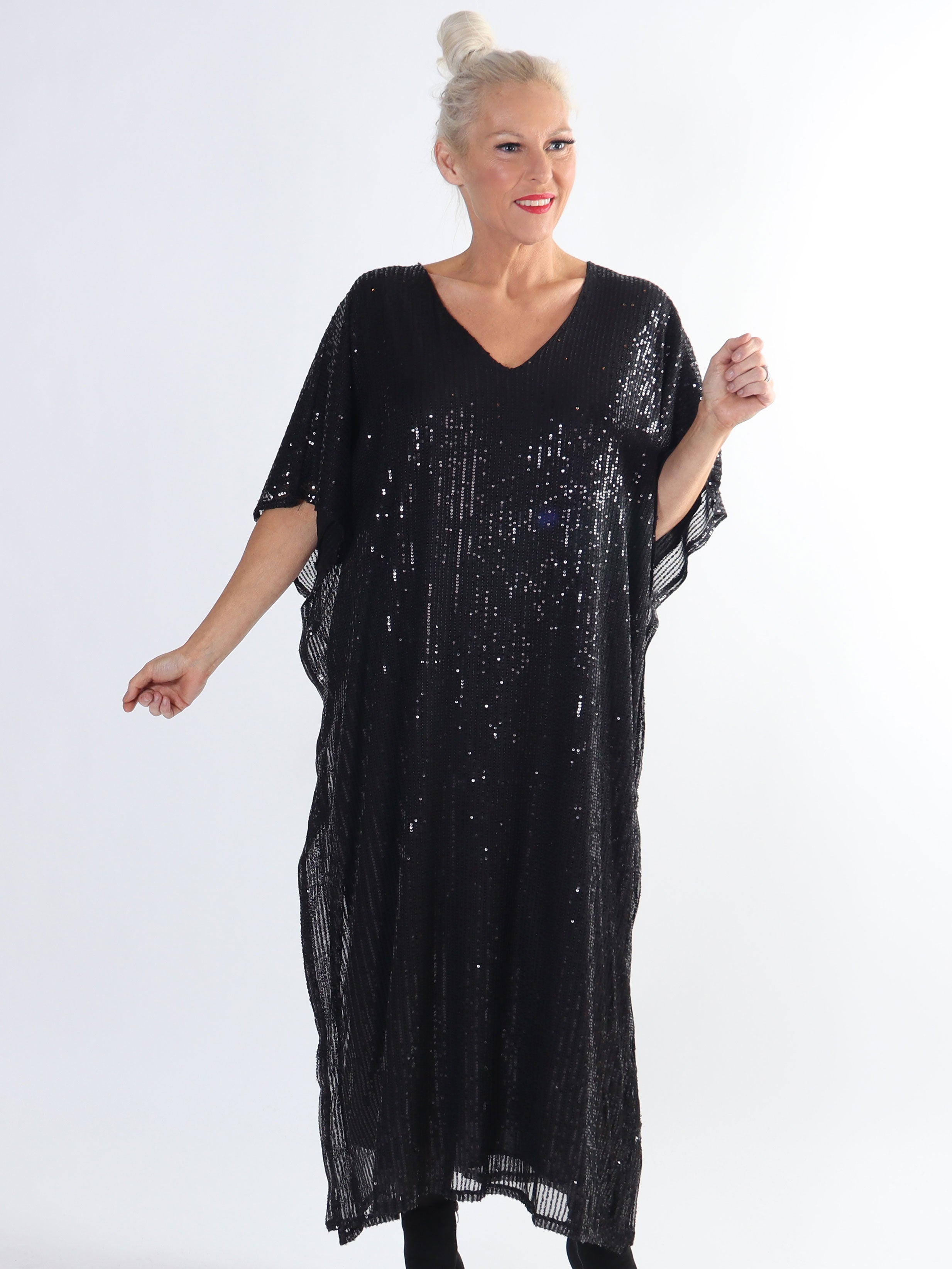 Azmina Long - Lång plus size-tunika med paljetter